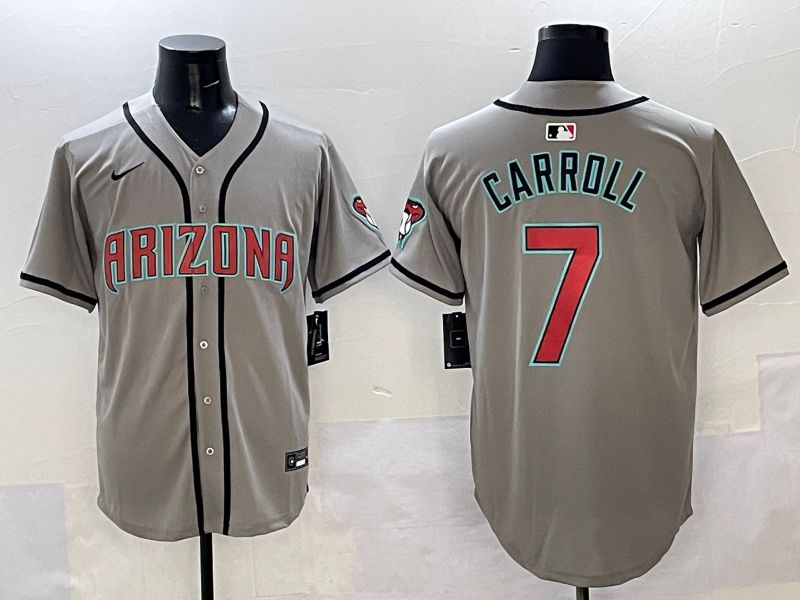 Men Arizona Diamondback 7 Carroll Grey Game Nike 2025 MLB Jersey style 31
